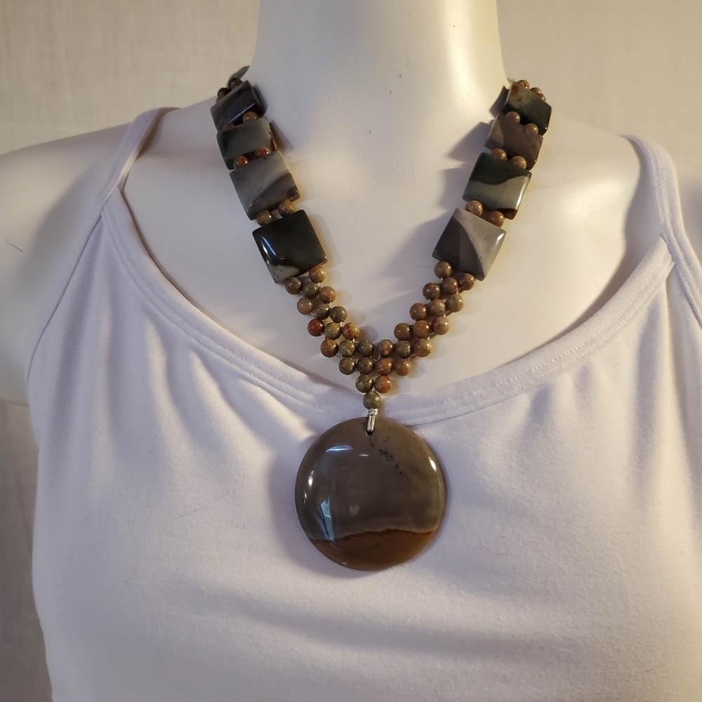 Boho‎ Agate & Jasper Style Statement Necklace
